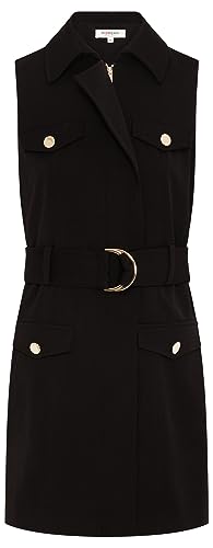 Morgan Damska sukienka ZIPEE gładka pasek 232-RAFIK czarna T40, czarny, 38