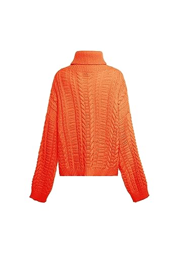myMo Damski sweter z golfem, modny sweter pomarańczowy XS/S