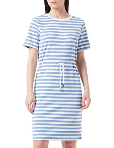 Vila Women's VITINNY Waist Detail S/S Dress/L SU minisukienka mini, English Manor/Stripes: White, M