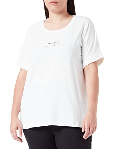 Samoon T-shirt damski, Wzór w kolorze białym, 46