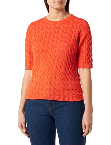 VICHAO O-Neck 2/4 Cable Knit TOP/SU-NOOS, Tigerlily, XXL