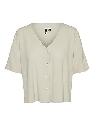 VERO MODA Women's VMJESMILO 2/4 koszulka WVN GA NOOS bluzka, srebrna podszewka, L, Silver Lining, L