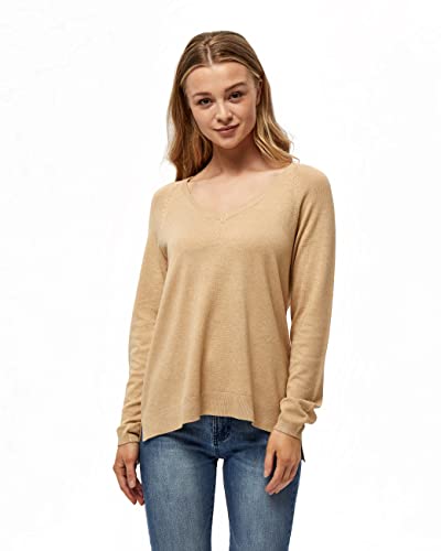 Peppercorn Damski sweter z dekoltem w serek, Ciepły piasek melanż, XS
