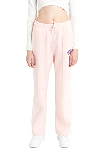 DeFacto Damskie spodnie do biegania z dzianiny na co dzień – standardowy krój, spodnie do joggingu, damskie spodnie do joggingu, dres do joggingu, Rosa, M