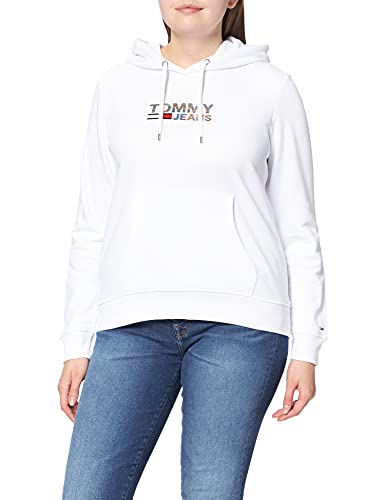 Tommy Jeans Damska bluza z kapturem Tjw Slim Metal Corp Logo, biały, L