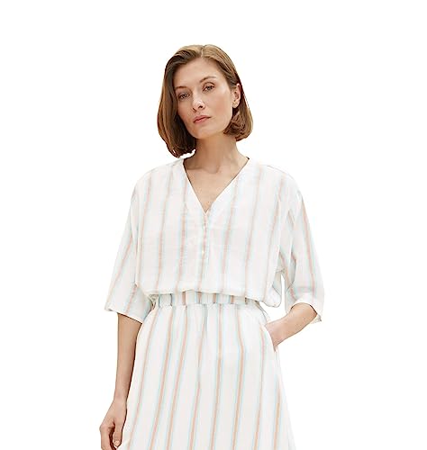 TOM TAILOR Damska 1036703 bluzka, 31948-Offwhite Brown pionowe paski, 44, 31948 – Offwhite Brown pionowe paski, 44
