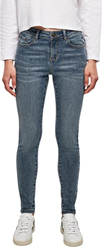 Urban Classics Ladies Mid Waist obcisłe dżinsy damskie krótkie, Midstone Washed, 28