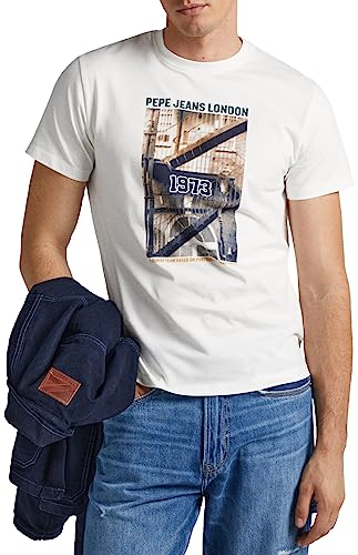 Pepe Jeans Koszulka męska Wilbur, Biały (nie biały), XXL