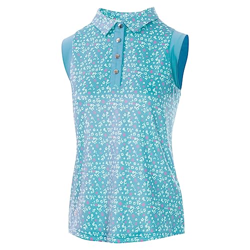 Island Green Golf Damskie Oddychające Szybkoschnące Odprowadzające Wilgoć Koszulki Polo, Aqua/Biały, S, 2231 - Aqua/Biały, S