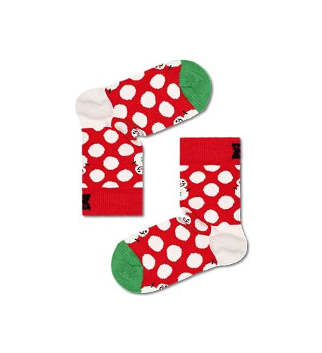 Happy Socks Kids Snowman Sock, kolorowe i zabawne, Skarpety dla dzieci, Zielony-Czerwony-Biały (2-3Y)