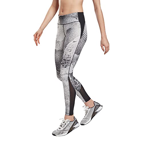 Reebok TS Lux Perform Tight-AOP - damskie rajstopy czarne/białe