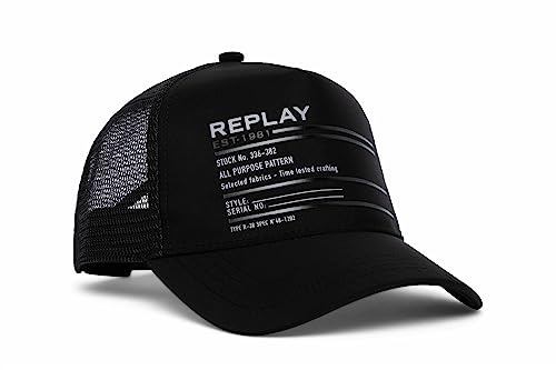 Replay Męska czapka z daszkiem typu trucker, 098 BLACK, jeden rozmiar