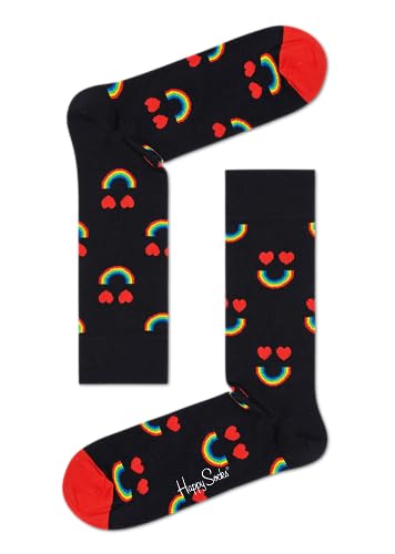 Happy Socks Happy Rainbow Sock, kolorowe i zabawne, Skarpety dla kobiet i mężczyzn, Czarny-Czerwony (36-40)