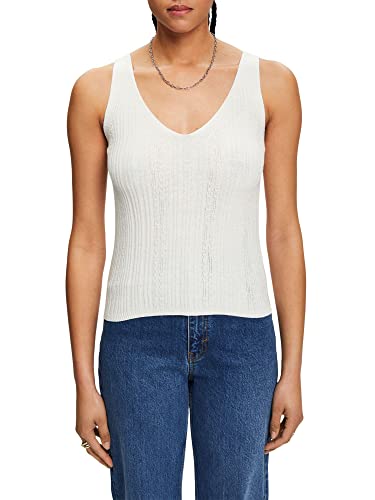 Esprit Collection Dzianinowy top z dekoltem w serek, Off White, XL