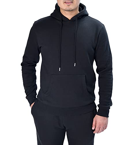 M17 Męski sweter z recyklingu bluza z kapturem na co dzień bluza z kapturem bluza bluza z kapturem sweter top klasyczna zwykła kurtka długi rękaw z kieszenią, Czarny, L