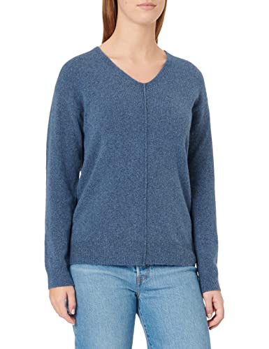 TOM TAILOR Damski Sweter Basic z dekoltem w serek 1033640, 30266 - Stormy Sea Blue Melange, XXS