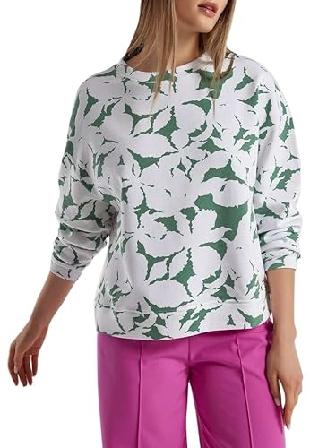 United Colors of Benetton Damska bluza Maglia G/C M/L 3SWHD103N bez kaptura, Verde Fantasia a Fiori 71M, XS, Verde Fantasia a Fiori 71m, XS