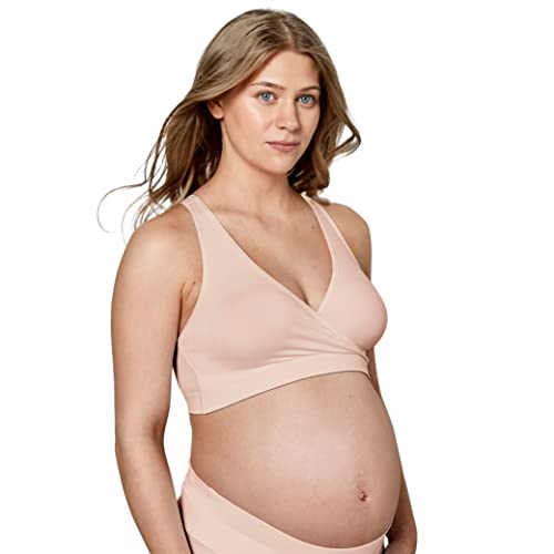Medela Keep Cool biustonosz do spania | Bezszwowy biustonosz dla kobiet w ciąży i karmiących piersią z materiału Soft Touch z strefą oddychania na całej plecach, Chai, L