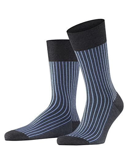 FALKE Mężczyźni Skarpety Oxford Stripe M SO Bawełna z wzorem 1 Para, Szary (Anthracite Melange 3098), 45-46