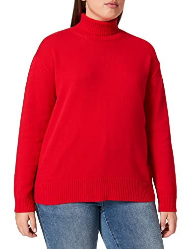 Maerz Damski sweter z golfem z merynosów, bardzo delikatny pulower, Cranberry, luźny krój