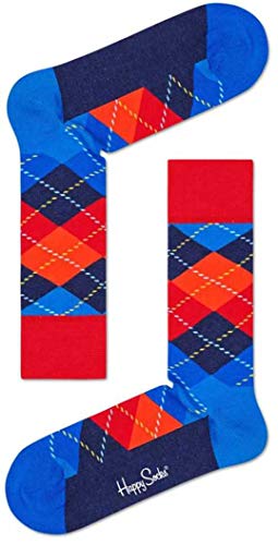 Happy Socks Argyle Sock, kolorowe i zabawne, Skarpety dla kobiet i mężczyzn, Niebieski-Czerwony (41-46)