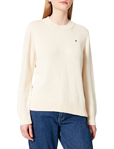 GANT Damski sweter bawełniany z okrągłym dekoltem, kremowy, M