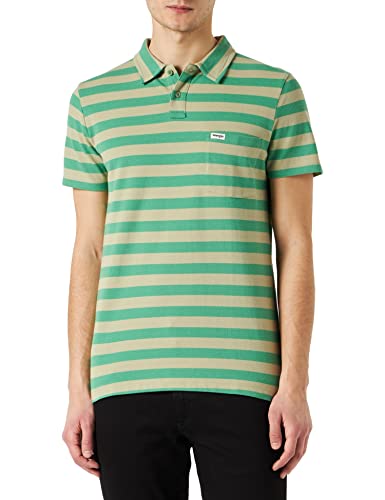 Wrangler Męska koszulka polo w paski (Tea Leaf), rozmiar M, Tea Leaf, M