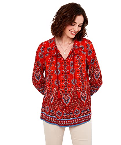 Joe Browns Damska bluzka z frędzlami w stylu boho, wielokolorowa, 18, multi, 44