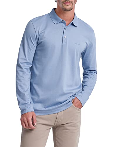 Pierre Cardin Męska koszulka polo z długim rękawem, z długim rękawem, niebieska (Forever Blue), S, Forever Blue, S