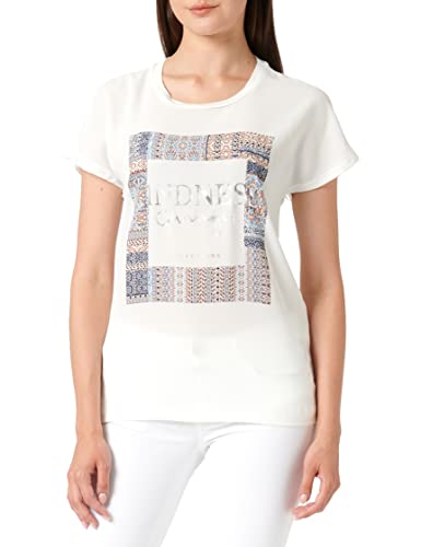 ONLY Women's ONLARIA REG S/S Woven Front TOP Box JRS T-Shirt, Cloud Dancer/:Kindness, XS