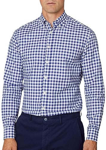 Hackett London Duża męska koszula w kratę, niebieski (granatowy/biały), XXL
