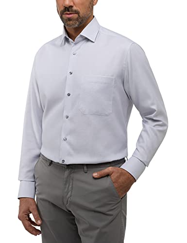 Eterna Męska koszula z długim rękawem Comfort FIT Twill Grey Structured, 17, szary, 42