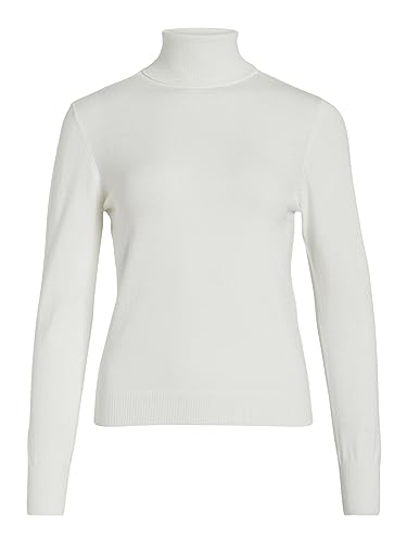 Vila Damski top z dzianiny z golfem, White Alyssum, XS