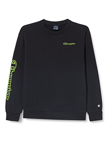 Champion Bluza dziecięca Legacy Neon Spray Powerblend Small Logo Crewneck bluza, czarny, 7-8 Lat