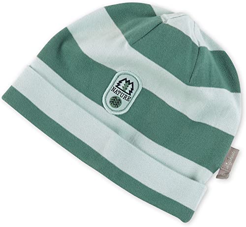 Sigikid Czapka beanie dla chłopców z bawełny ekologicznej, zielona/w paski, 42