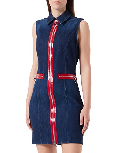 Love Moschino Damska sukienka bez rękawów, ciemnoniebieska, rozmiar 44, niebieski (Dark Blue Denim), 44