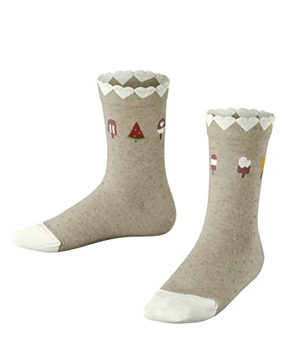 FALKE Uniseks - dzieci Skarpety Ice Cream K SO Bawełna z wzorem 1 Para, Beżowy (Sand Melange 4650), 23-26 (2-3 lata)