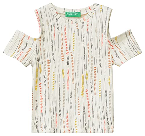 United Colors of Benetton Koszulka dziewczęca 33m0c10b2, kremowa biel wzorzysty 68c, 140 cm, Kremowy biały wzór 68c, 140