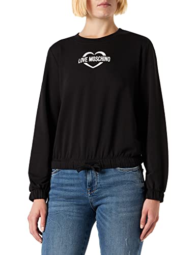 Love Moschino Damska bluza z długim rękawem, regular fit, czarna, 38 (DE), czarny