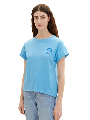 TOM TAILOR Damska koszulka z nadrukiem, 21184 - Soft Cloud Blue, S