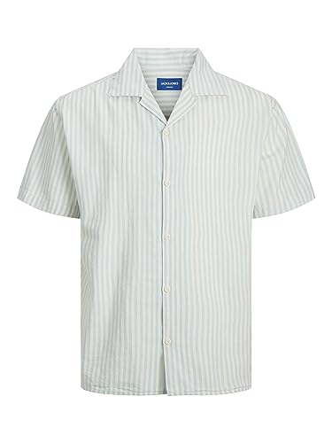 JACK & JONES Jorbelize Linen Resort Shirt męska koszula z krótkim rękawem, kaszmir blue/paski:/, XL