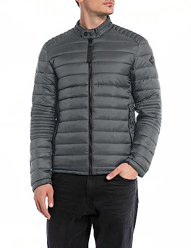 Replay Męska kurtka pikowana slim fit, Tytan 291, M