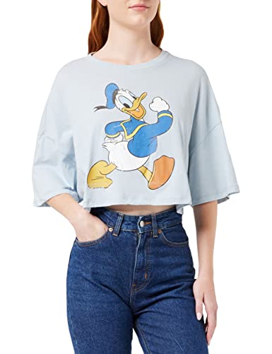 ONLY Women's ONLDISNEY Cropped S/S TOP Box JRS T-Shirt, Cashmere Blue/Print:Donald, S