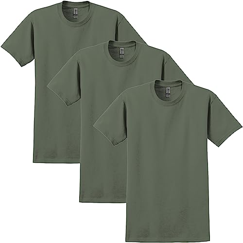 Gildan Męski T-shirt Ultra Cotton Style G2000 Multipack T-shirt, zielony wojskowy (3 sztuki), rozmiar M