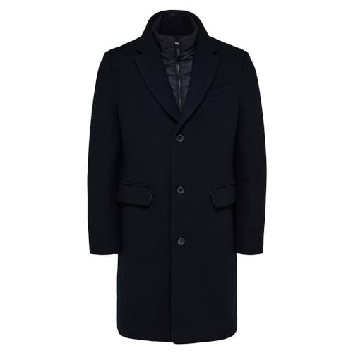 SELETED HOMME Męski płaszcz Slhjoseph Wool Coat Noos, czarny, S