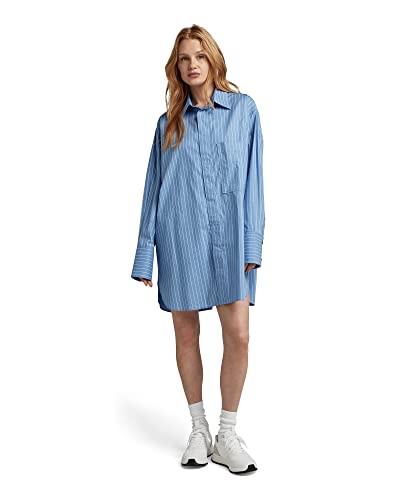 G-STAR RAW Oversized Boyfriend Hemd Koszula damska, Wielokolorowy (Deep Wave Baseball Stripe D22492-c522-d878), S