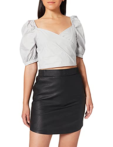 NA-KD Damska bluzka typu puff Sleeve Wrap Blouse, jasnoniebieski, 34