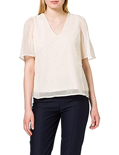 VERO MODA Damski top z dekoltem w serek, Fog/Aop:olana Dot Chocolate Chip, S