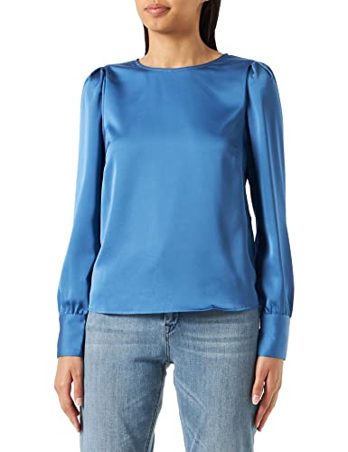 Vila Damska bluzka z długim rękawem, okrągły dekolt, federal blue, 36