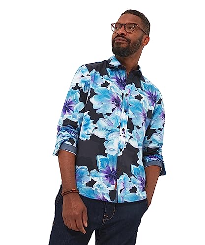 Joe Browns Męska koszula oversize z kwiatowym nadrukiem, Czarny, L